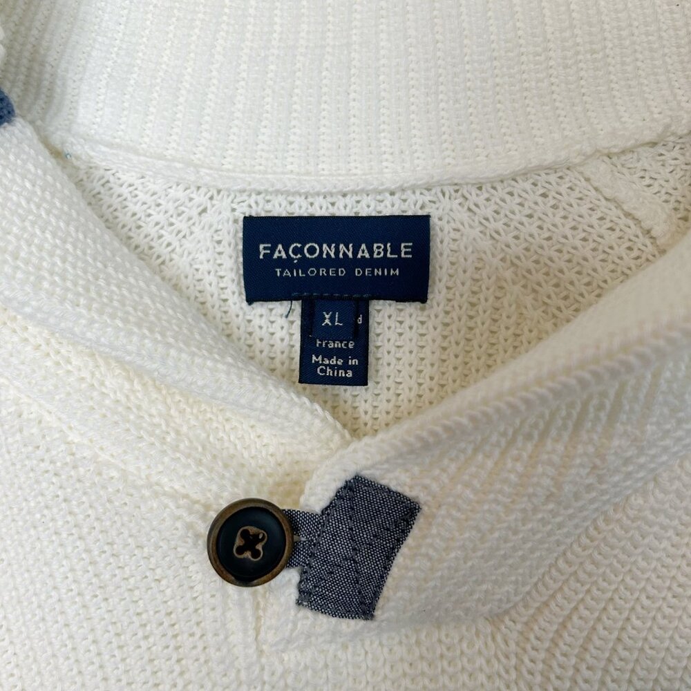 FACCONABLE Bold Stripe Shawl Collar Knit Sweater - Picture 4 of 5